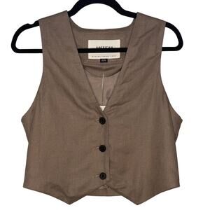 NWT American Eagle Outfitters Women's Tan Sleeveless Button-Up Blouse